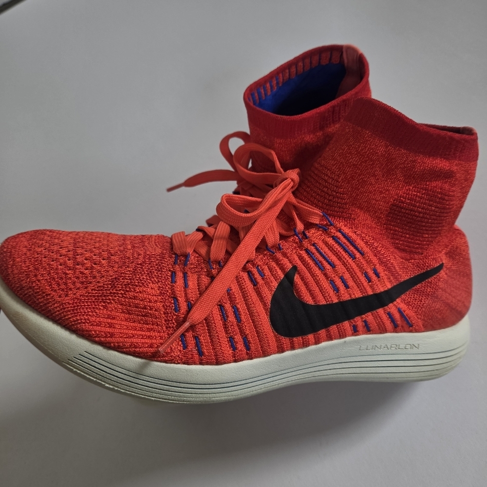Nike LunarEpic Flyknit Mid Athletic Running Shoe orange red mens sz 12 - Picture 3 of 7